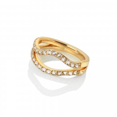 Hot Diamonds x Golden Edit Hope Gold Tone Extravagance Ring Size O 