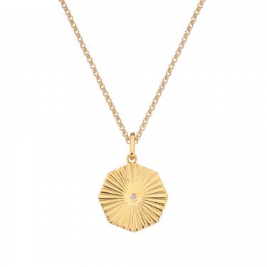 Hot Diamonds x Golden Edit Hope Gold Tone Octagon Necklace 1.5 x 2.4cm, 40-45cm