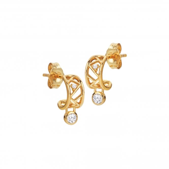 Hot Diamonds x Golden Edit  Revolve Gold Tone Hoop Earrings 5mm