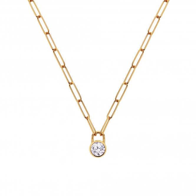 Hot Diamonds x Golden Edit  Revolve Gold Tone Paperclip Chain Necklace 45cm