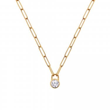 Hot Diamonds x Golden Edit Revolve Gold Tone Paperclip Chain Necklace 45cm