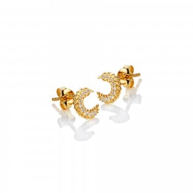 Hot Diamonds x Golden Edit Selene Gold Tone Stud Earrings 0.7 x 0.7cm 