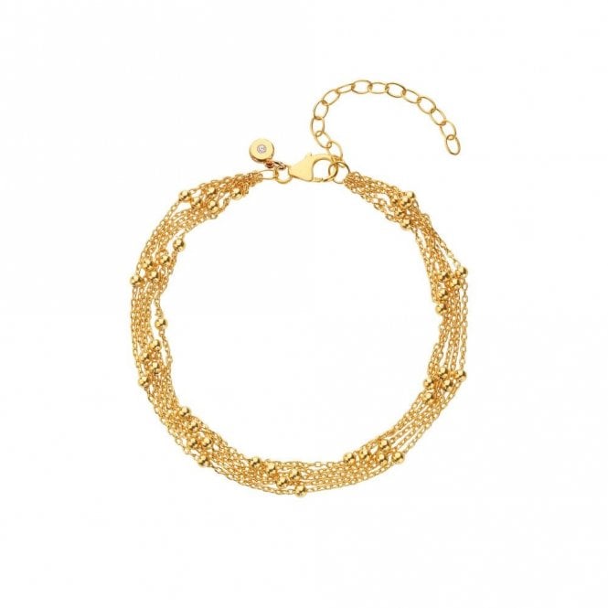 Hot Diamonds x Tasha Ghouri  Multi Strand Bead Gold Tone Bracelet 17-21cm  