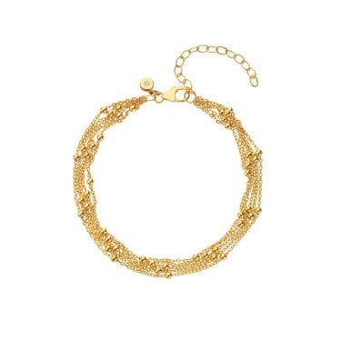 Hot Diamonds x Tasha Ghouri Multi Strand Bead Gold Tone Bracelet 17-21cm  