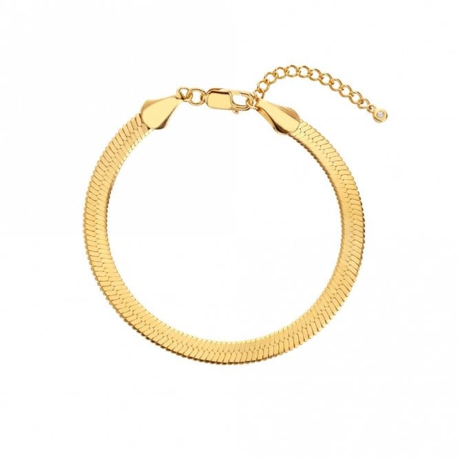 Hot Diamonds x Tasha Ghouri  Snake Chain Gold Tone Bracelet 17-21cm 