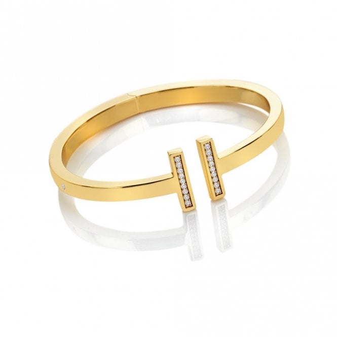 Hot Diamonds x Tasha Ghouri  T Bar Yellow Gold Tone Bangle 6.5cm