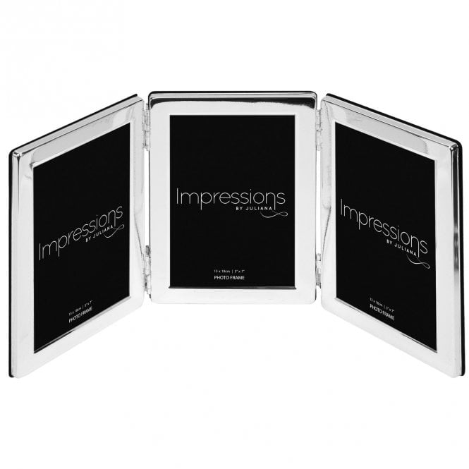 Impressions  Triple Silver Plated Flat Edge Photo Frame 5