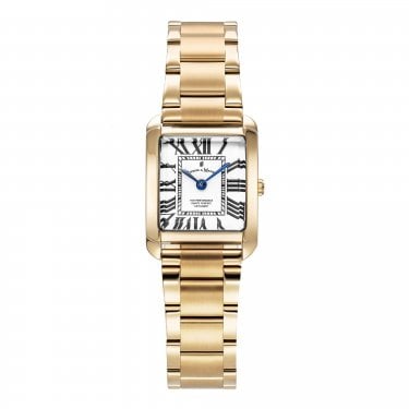 Jacques du Manoir Ladies Emily Rectangular Dial Gold Tone Stainless Steel Watch