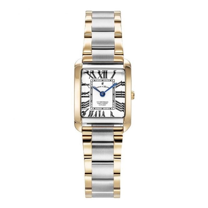 Jacques Du Manoir  Ladies Emily Rectangular Dial Two Tone Stainless Steel Watch