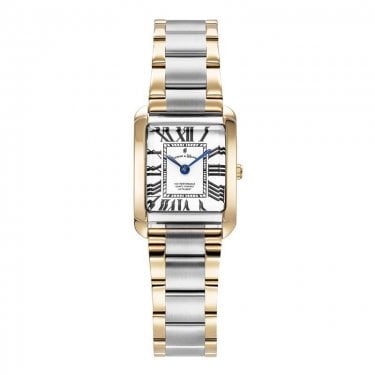 Jacques du Manoir Ladies Emily Rectangular Dial Two Tone Stainless Steel Watch