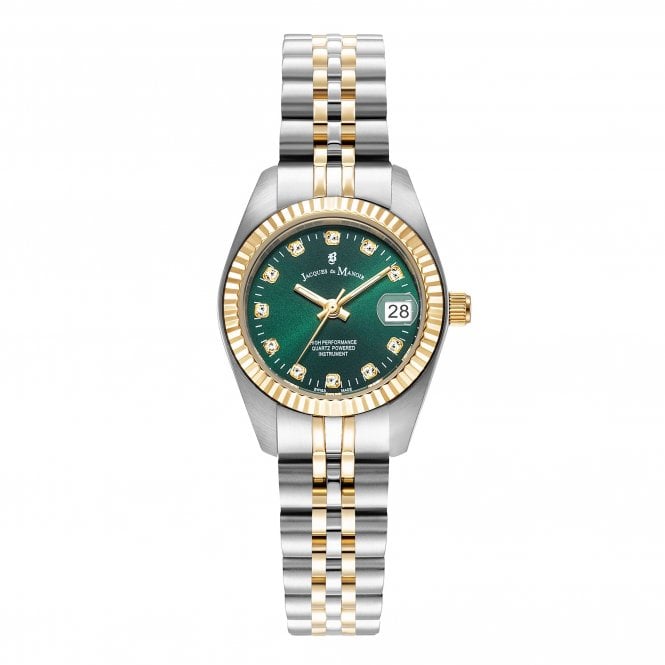 Jacques Du Manoir  Ladies Inspiration Classic Green Dial Two Tone Stainless Steel Watch