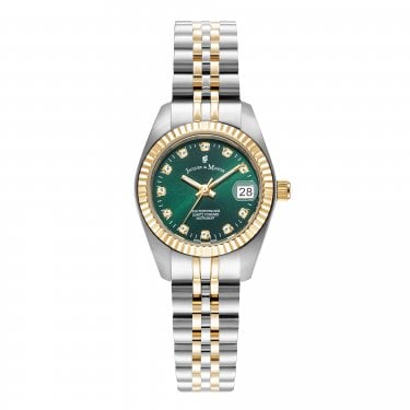 Jacques du Manoir Ladies Inspiration Classic Green Dial Two Tone Stainless Steel Watch