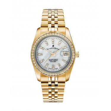 Jacques du Manoir Ladies Inspiration CZ Gold Tone Stainless Steeel Watch