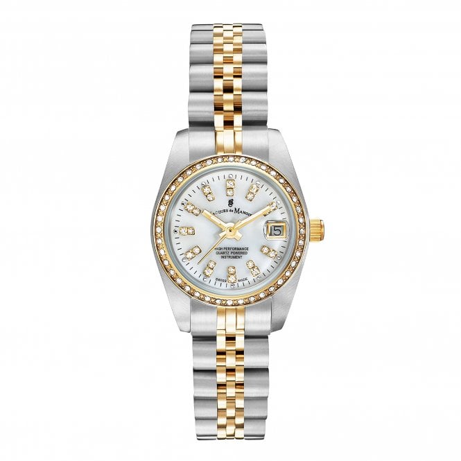 Jacques Du Manoir  Ladies Inspiration CZ Two Tone Stainless Steel Watch 