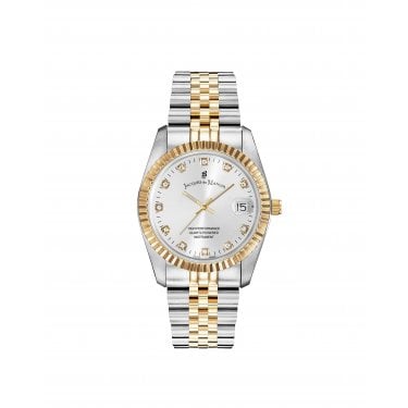 Jacques du Manoir Ladies Inspiration Elegance CZ Silver Dial Two Tone Stainless Steel Watch