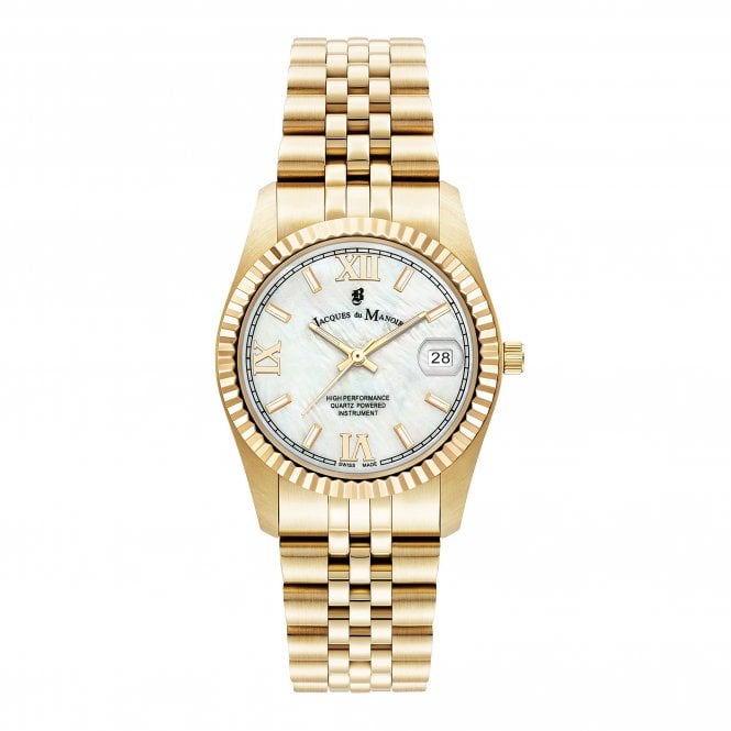 Jacques Du Manoir  Ladies Inspiration Roman Gold Tone Stainless Steel Watch 