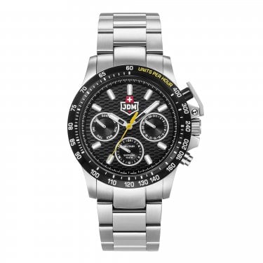 Jacques Du Manoir Military Gents Charlie Black Dial Stainless Steel Watch 