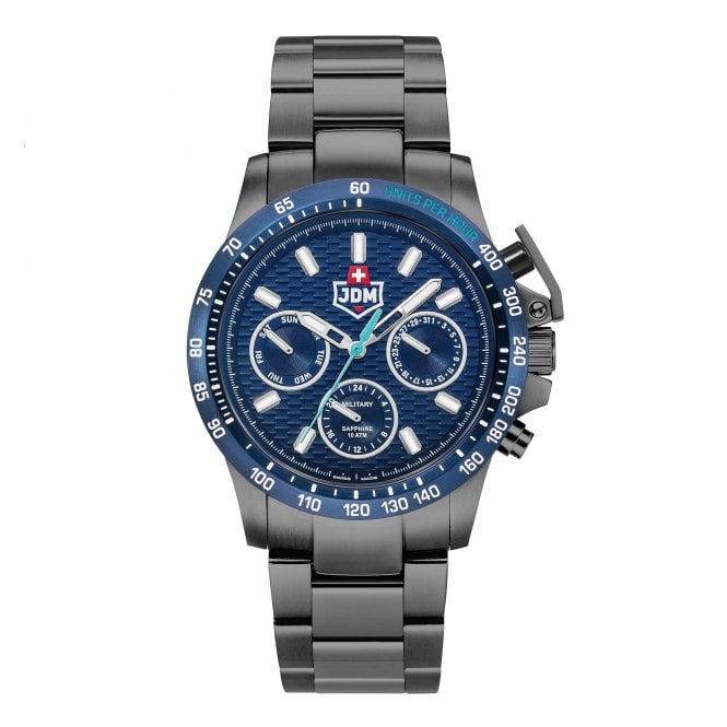 Jacques Du Manoir  Military Gents Charlie Gunmetal Grey Stainless Steel Watch 