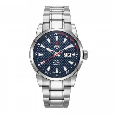 Jacques Du Manoir Military Gents Foxtrot Blue Dial Stainless Steel Watch 
