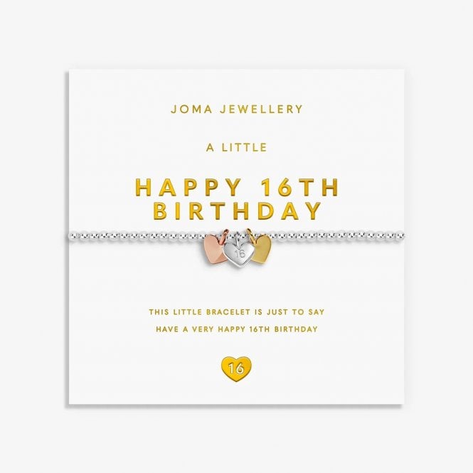 Joma Jewellery  A Little Charmed Moments 'Happy 16th Birthday'  Three Tone Bracelet 17.5cm Stretch