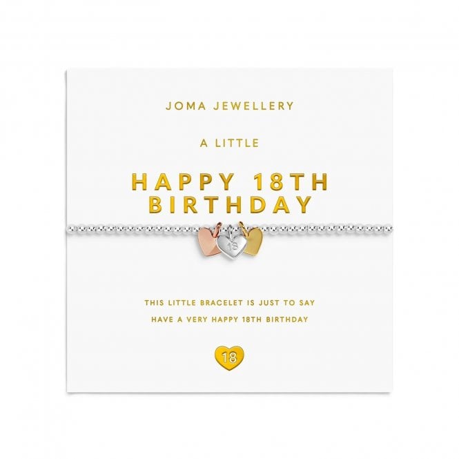 Joma Jewellery  A Little Charmed Moments 'Happy 18th Birthday' Three Tone Bracelet 17.5cm Stretch