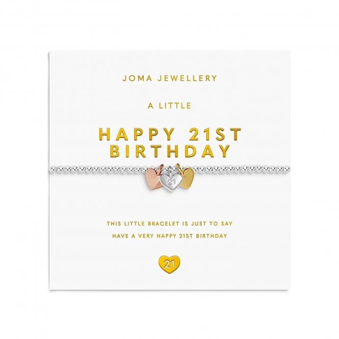 Joma Jewellery  A Little Charmed Moments 'Happy 21st Birthday' Three Tone Bracelet 17.5cm Stretch