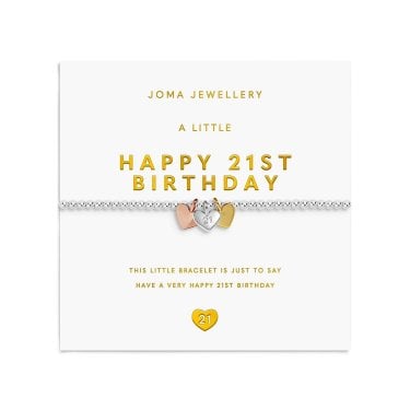 Joma Jewellery A Little Charmed Moments 'Happy 21st Birthday' Three Tone Bracelet 17.5cm Stretch