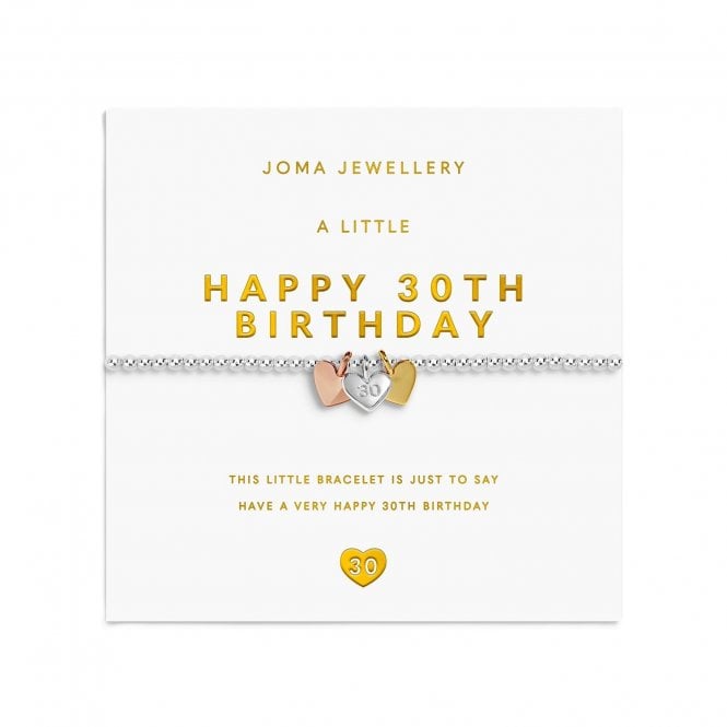 Joma Jewellery  A Little Charmed Moments 'Happy 30th Birthday' Three Tone Bracelet 17.5cm Stretch