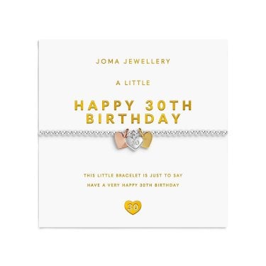 Joma Jewellery A Little Charmed Moments 'Happy 30th Birthday' Three Tone Bracelet 17.5cm Stretch