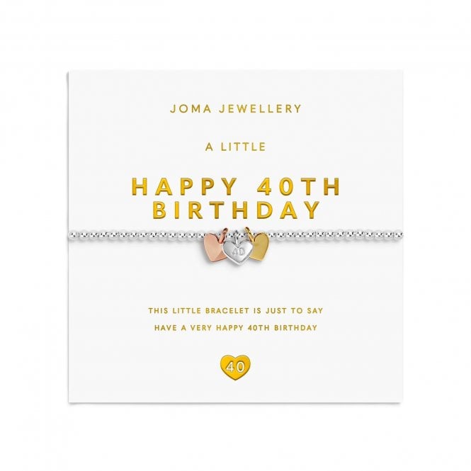 Joma Jewellery  A Little Charmed Moments 'Happy 40th Birthday' Three Tone Bracelet 17.5cm Stretch