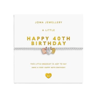 Joma Jewellery A Little Charmed Moments 'Happy 40th Birthday' Three Tone Bracelet 17.5cm Stretch
