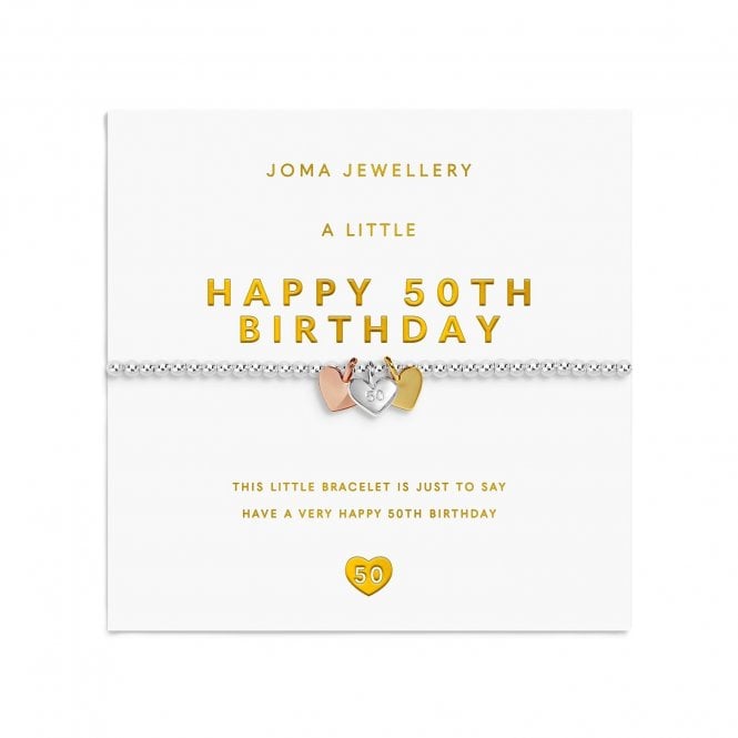 Joma Jewellery  A Little Charmed Moments 'Happy 50th Birthday' Three Tone Bracelet 17.5cm Stretch