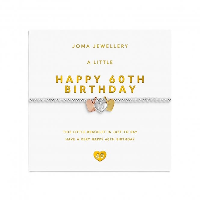 Joma Jewellery  A Little Charmed Moments 'Happy 60th Birthday' Three Tone Bracelet 17.5cm Stretch
