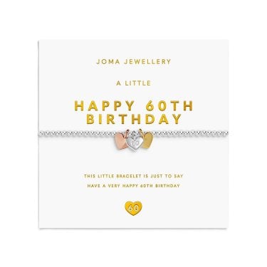 Joma Jewellery A Little Charmed Moments 'Happy 60th Birthday' Three Tone Bracelet 17.5cm Stretch