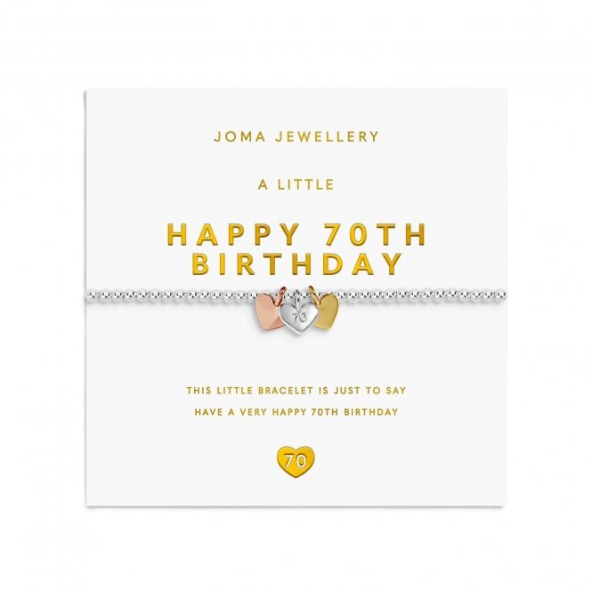 Joma Jewellery  A Little Charmed Moments 'Happy 70th Birthday' Three Tone Bracelet 17.5cm Stretch