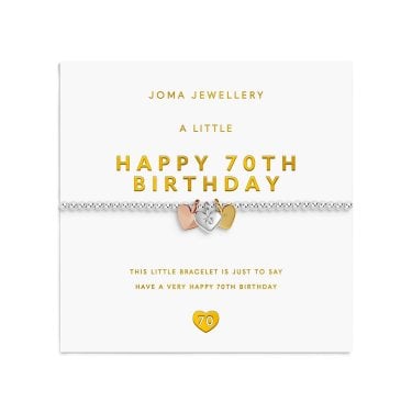 Joma Jewellery A Little Charmed Moments 'Happy 70th Birthday' Three Tone Bracelet 17.5cm Stretch