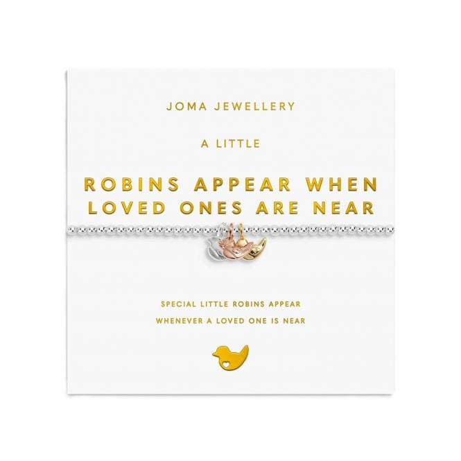 Joma Jewellery  A Little Charmed Moments 'Robins Appear When Loved Ones Are Near' Three Tone Bracelet 17.5cm Stretch