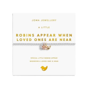 Joma Jewellery A Little Charmed Moments 'Robins Appear When Loved Ones Are Near' Three Tone Bracelet 17.5cm Stretch