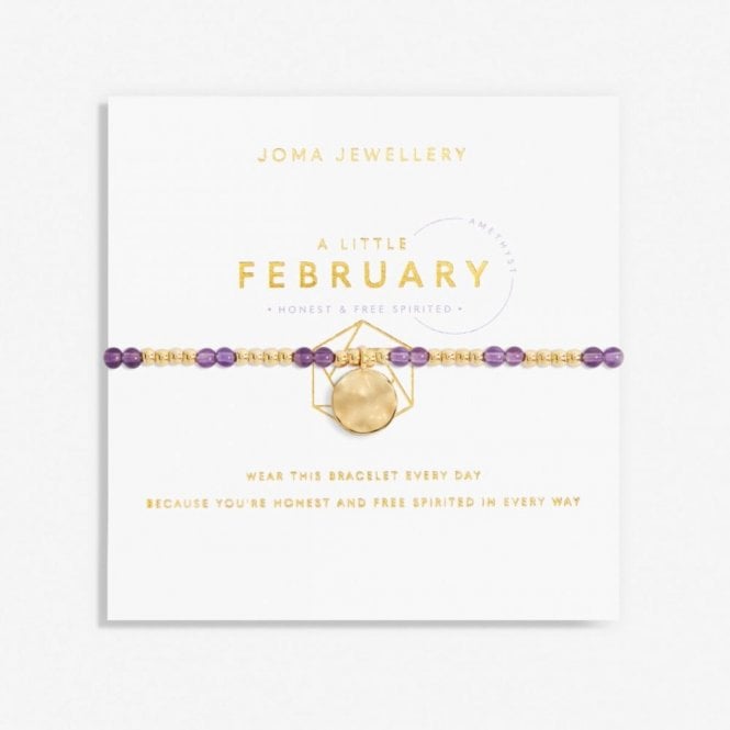 Joma Jewellery  A Little 'February' Birthstone Gold Tone Bracelet 17.5cm Stretch