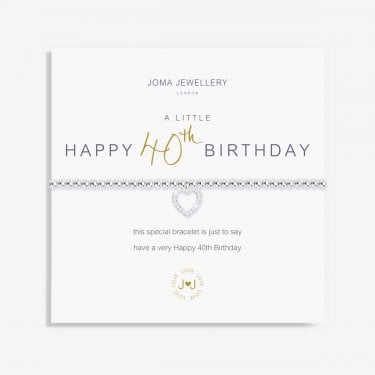 Joma Jewellery A Little 'Happy 40th Birthday' Bracelet 17.5cm Stretch