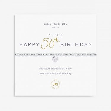 Joma Jewellery A Little 'Happy 50th Birthday' Bracelet 17.5cm Stretch