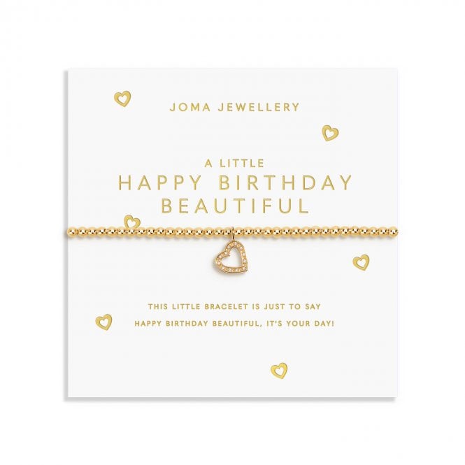 Joma Jewellery  A Little 'Happy Birthday Beautiful' Gold Tone Bracelet 17.5cm Stretch 