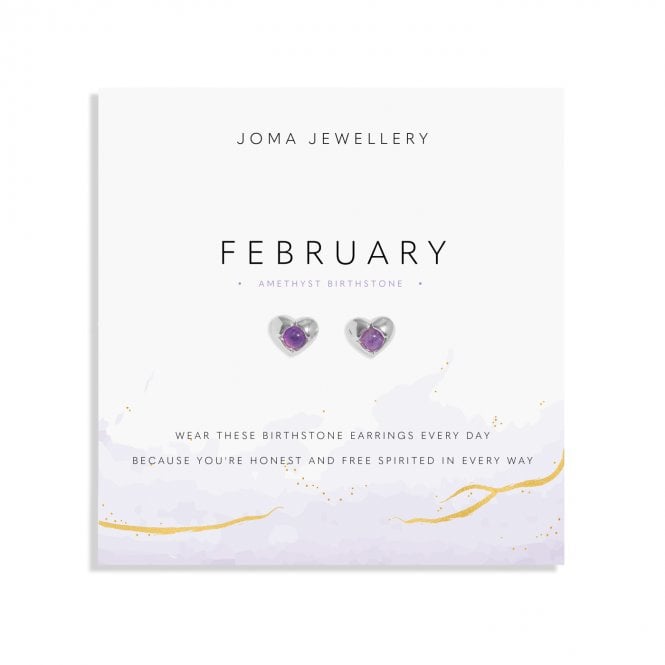 Joma Jewellery  Birthstone A Little 'February' Stud Earrings 0.9 x 0.8cm 