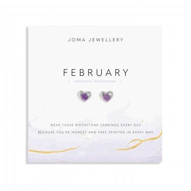 Joma Jewellery Birthstone A Little 'February' Stud Earrings 0.9 x 0.8cm 