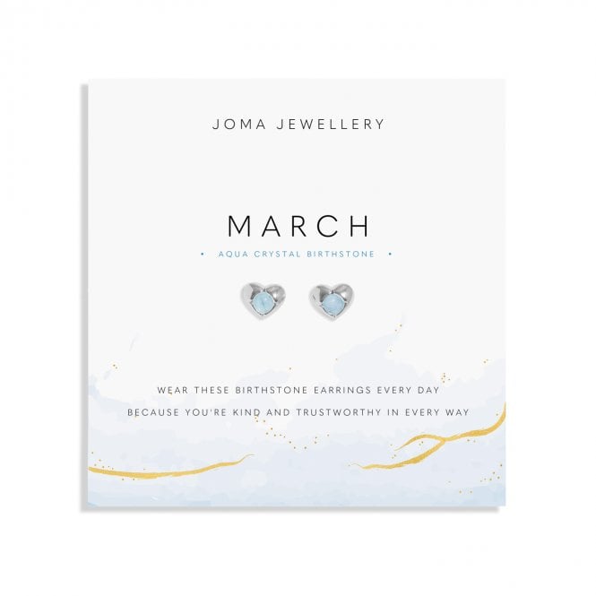 Joma Jewellery  Birthstone A Little 'March' Stud Earrings  0.9 x 0.8cm 