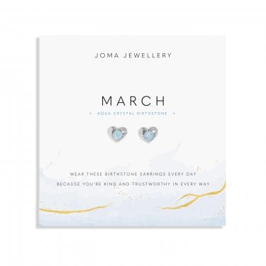 Joma Jewellery Birthstone A Little 'March' Stud Earrings 0.9 x 0.8cm 