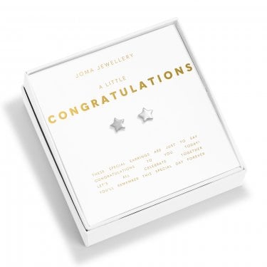 Joma Jewellery Boxed A Little 'Congratulations' Stud Earrings 0.8 x 0.8cm 