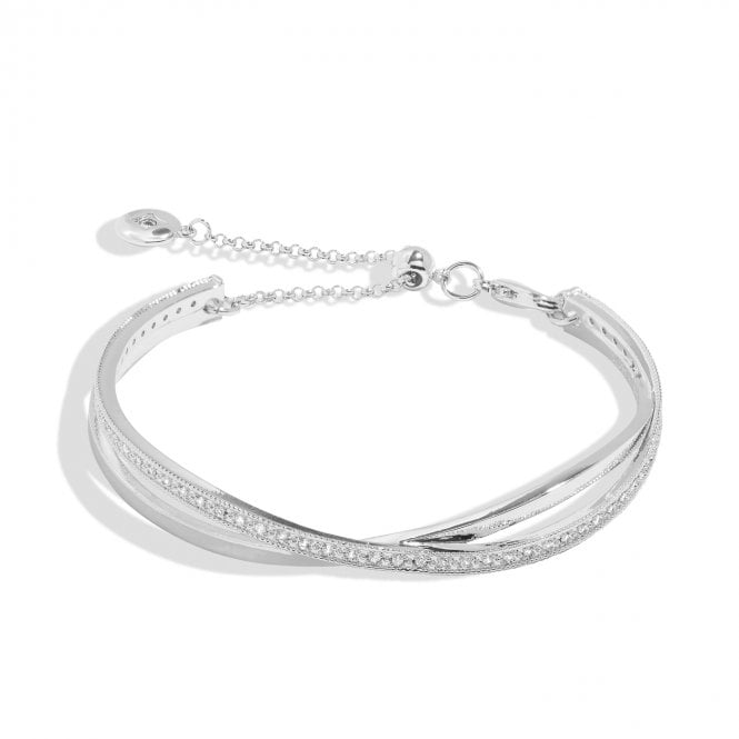 Joma Jewellery  Bracelet Bar CZ Crossover Bangle 6cm   