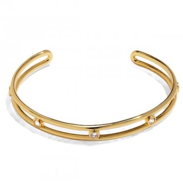 Joma Jewellery Bracelet Bar CZ Gold Tone Bangle 5.8cm