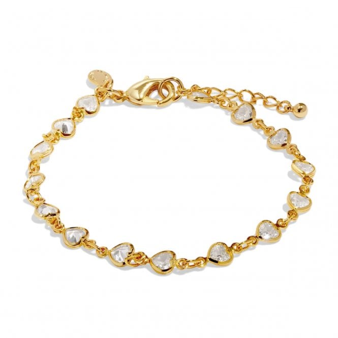 Joma Jewellery  Bracelet Bar Gold Tone Heart Tennis Bracelet 18cm + 3cm